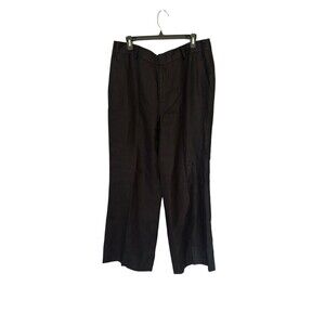 Lauren Ralph Lauren Women's 100% Linen Wide Leg Black Pants Lined Size 16.